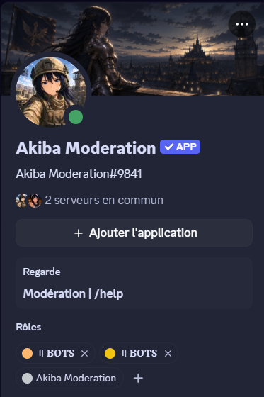 Capture du bot Discord en action